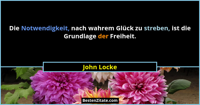 Die Notwendigkeit, nach wahrem Glück zu streben, ist die Grundlage der Freiheit.... - John Locke