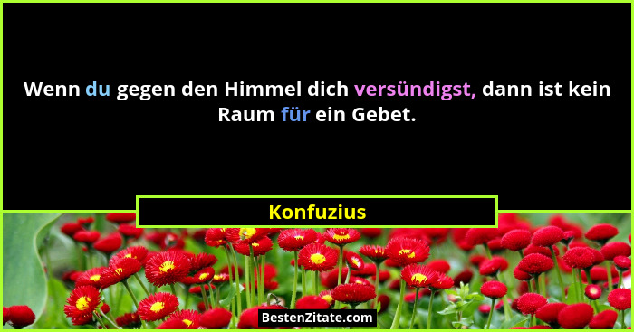 Wenn du gegen den Himmel dich versündigst, dann ist kein Raum für ein Gebet.... - Konfuzius