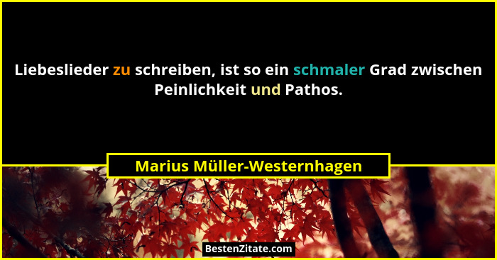 Liebeslieder zu schreiben, ist so ein schmaler Grad zwischen Peinlichkeit und Pathos.... - Marius Müller-Westernhagen