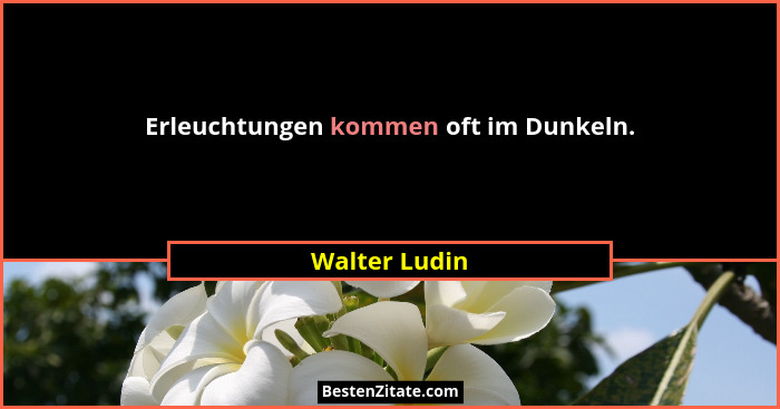 Erleuchtungen kommen oft im Dunkeln.... - Walter Ludin