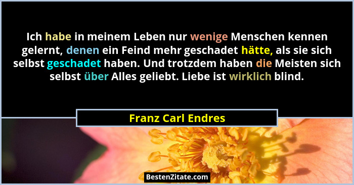Ich habe in meinem Leben nur wenige Menschen kennen gelernt, denen ein Feind mehr geschadet hätte, als sie sich selbst geschadet h... - Franz Carl Endres