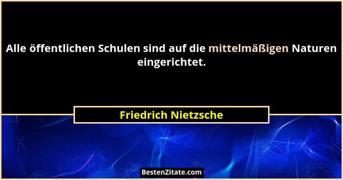 Alle öffentlichen Schulen sind auf die mittelmäßigen Naturen eingerichtet.... - Friedrich Nietzsche