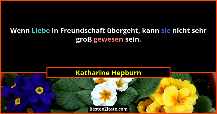 Wenn Liebe in Freundschaft übergeht, kann sie nicht sehr groß gewesen sein.... - Katharine Hepburn