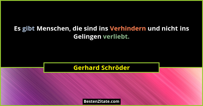 Es gibt Menschen, die sind ins Verhindern und nicht ins Gelingen verliebt.... - Gerhard Schröder