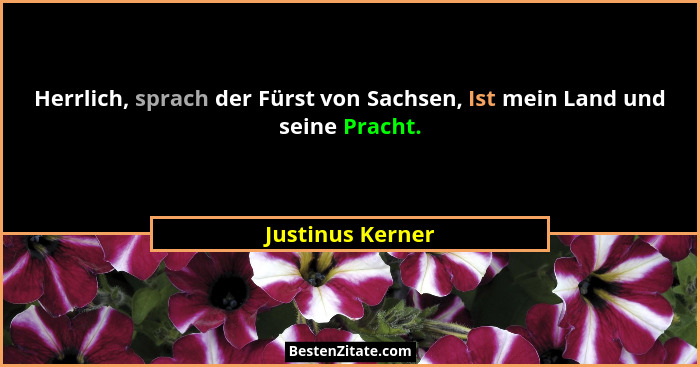 Herrlich, sprach der Fürst von Sachsen, Ist mein Land und seine Pracht.... - Justinus Kerner