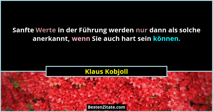 Sanfte Werte in der Führung werden nur dann als solche anerkannt, wenn Sie auch hart sein können.... - Klaus Kobjoll