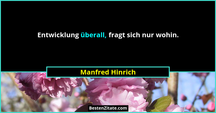 Entwicklung überall, fragt sich nur wohin.... - Manfred Hinrich