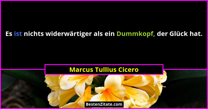 Es ist nichts widerwärtiger als ein Dummkopf, der Glück hat.... - Marcus Tullius Cicero