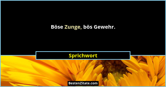 Böse Zunge, bös Gewehr.... - Sprichwort