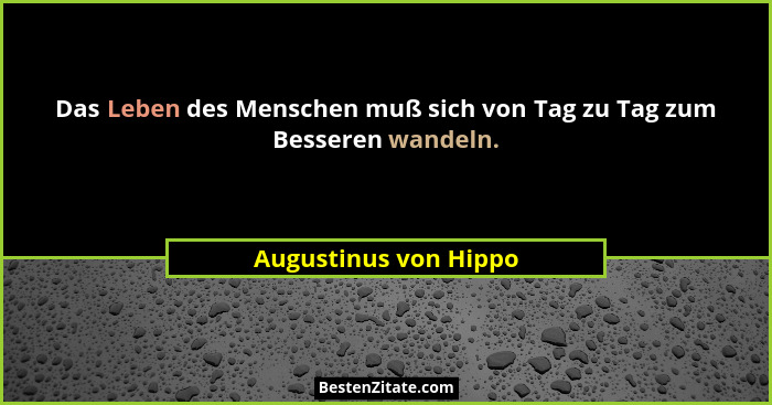 Das Leben des Menschen muß sich von Tag zu Tag zum Besseren wandeln.... - Augustinus von Hippo
