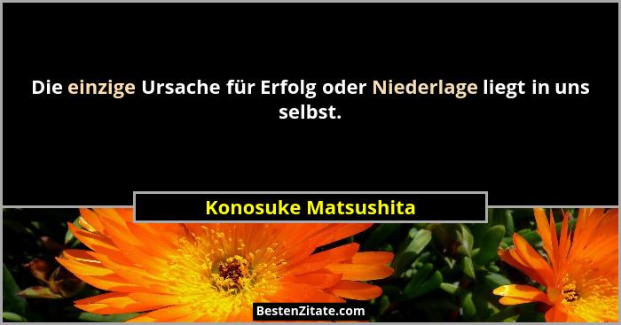 Die einzige Ursache für Erfolg oder Niederlage liegt in uns selbst.... - Konosuke Matsushita