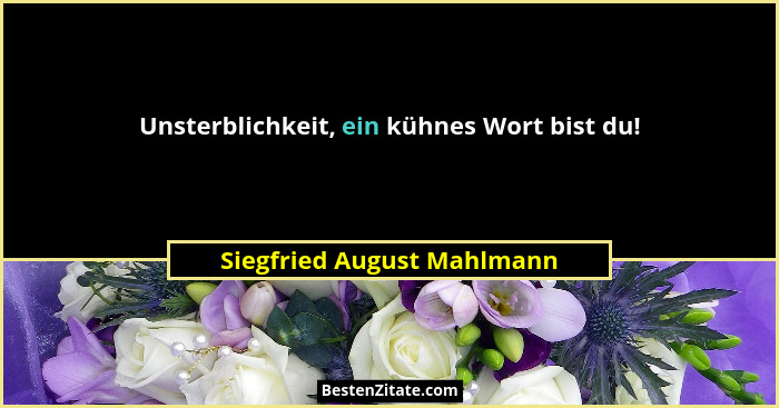 Unsterblichkeit, ein kühnes Wort bist du!... - Siegfried August Mahlmann