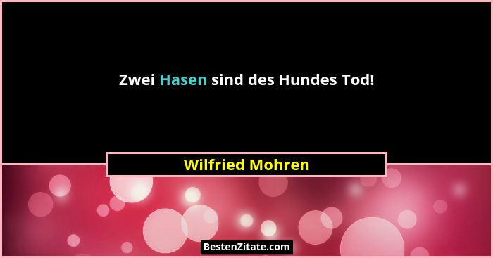 Zwei Hasen sind des Hundes Tod!... - Wilfried Mohren