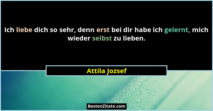 Ich liebe dich so sehr, denn erst bei dir habe ich gelernt, mich wieder selbst zu lieben.... - Attila Jozsef