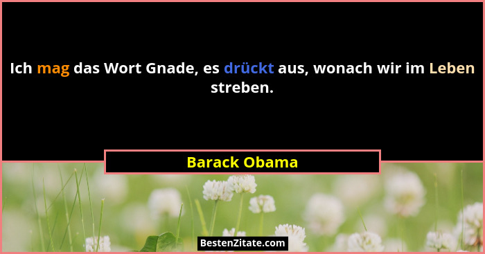 Ich mag das Wort Gnade, es drückt aus, wonach wir im Leben streben.... - Barack Obama