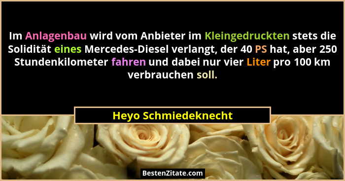 Im Anlagenbau wird vom Anbieter im Kleingedruckten stets die Solidität eines Mercedes-Diesel verlangt, der 40 PS hat, aber 250 S... - Heyo Schmiedeknecht