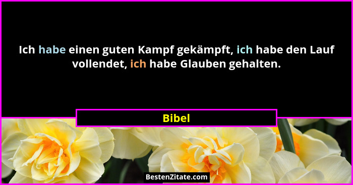 Ich habe einen guten Kampf gekämpft, ich habe den Lauf vollendet, ich habe Glauben gehalten.... - Bibel