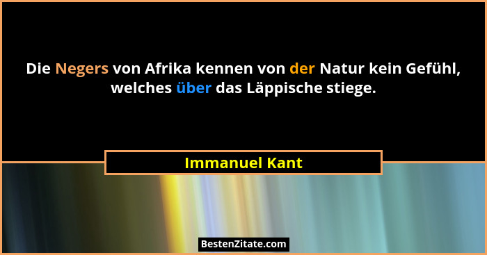 Die Negers von Afrika kennen von der Natur kein Gefühl, welches über das Läppische stiege.... - Immanuel Kant