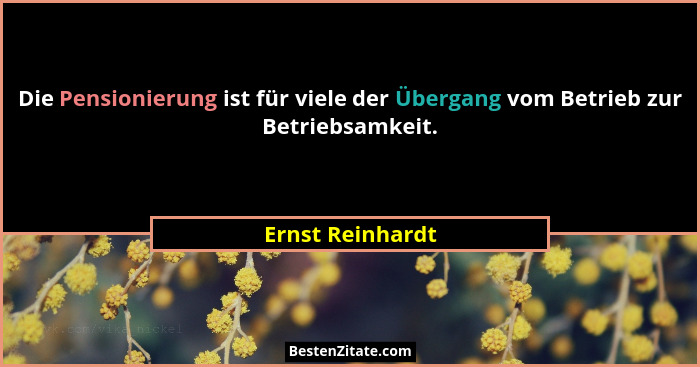Die Pensionierung ist für viele der Übergang vom Betrieb zur Betriebsamkeit.... - Ernst Reinhardt