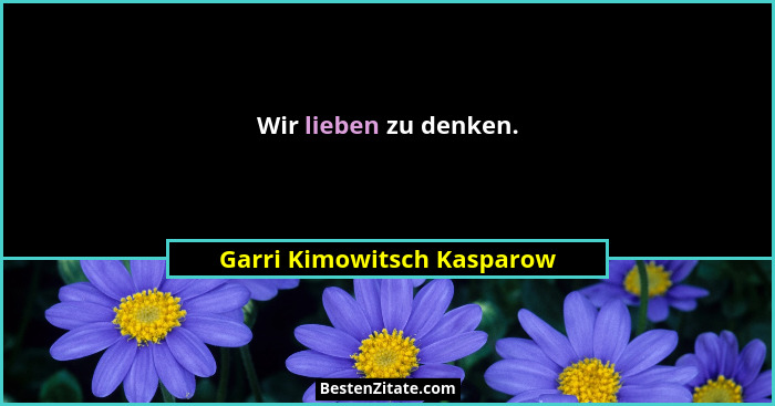 Wir lieben zu denken.... - Garri Kimowitsch Kasparow