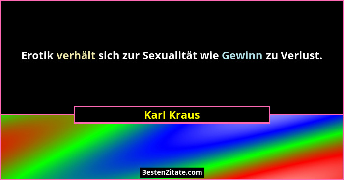 Erotik verhält sich zur Sexualität wie Gewinn zu Verlust.... - Karl Kraus