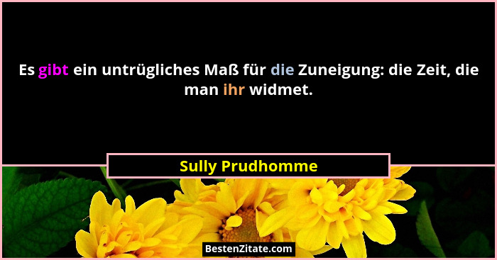 Es gibt ein untrügliches Maß für die Zuneigung: die Zeit, die man ihr widmet.... - Sully Prudhomme