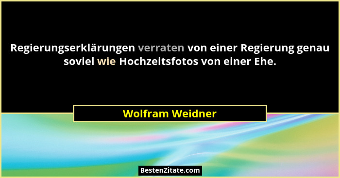 Regierungserklärungen verraten von einer Regierung genau soviel wie Hochzeitsfotos von einer Ehe.... - Wolfram Weidner