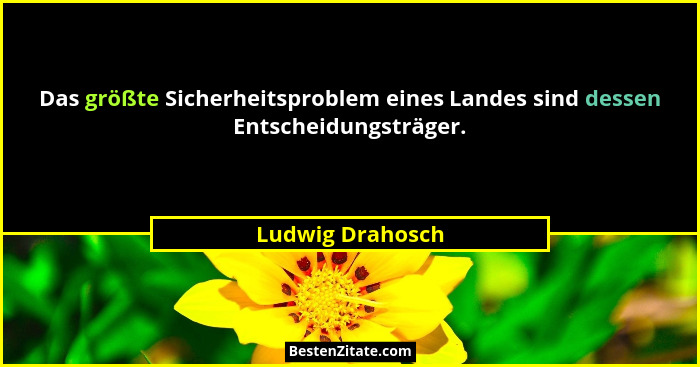 Das größte Sicherheitsproblem eines Landes sind dessen Entscheidungsträger.... - Ludwig Drahosch