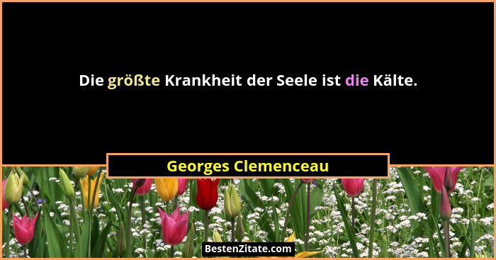 Die größte Krankheit der Seele ist die Kälte.... - Georges Clemenceau