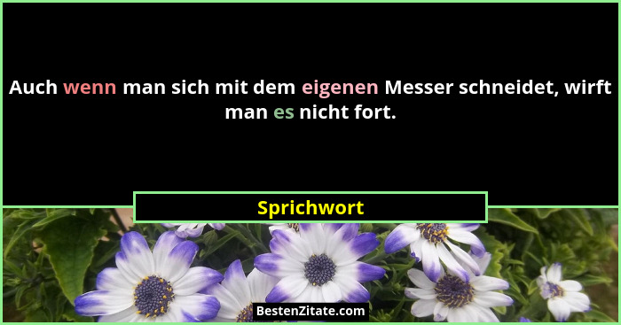 Auch wenn man sich mit dem eigenen Messer schneidet, wirft man es nicht fort.... - Sprichwort