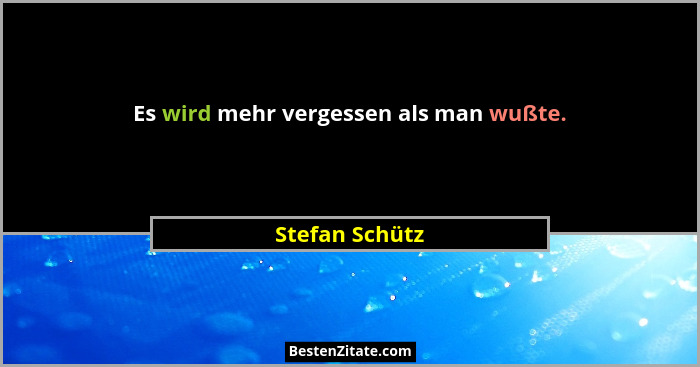 Es wird mehr vergessen als man wußte.... - Stefan Schütz