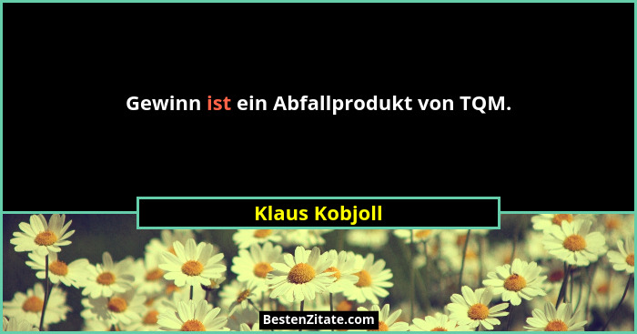 Gewinn ist ein Abfallprodukt von TQM.... - Klaus Kobjoll