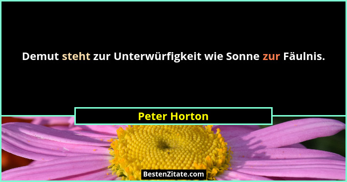 Demut steht zur Unterwürfigkeit wie Sonne zur Fäulnis.... - Peter Horton
