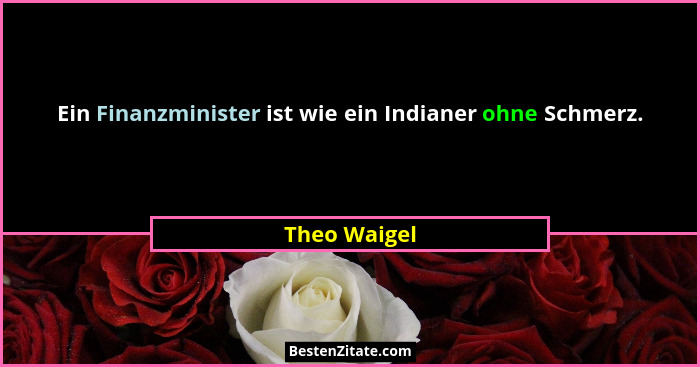 Ein Finanzminister ist wie ein Indianer ohne Schmerz.... - Theo Waigel