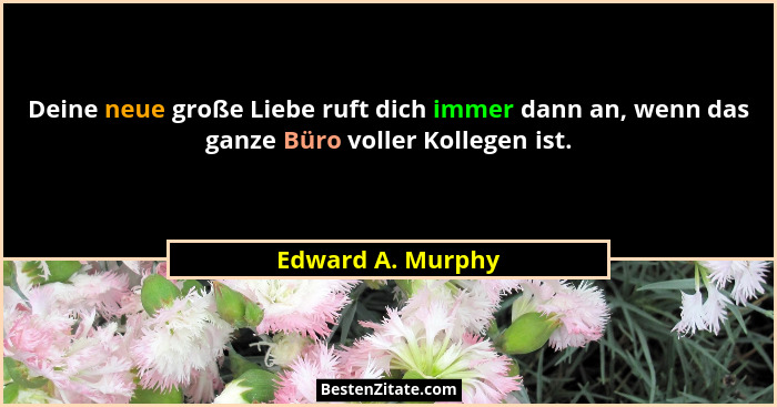 Deine neue große Liebe ruft dich immer dann an, wenn das ganze Büro voller Kollegen ist.... - Edward A. Murphy