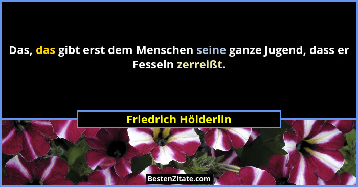 Das, das gibt erst dem Menschen seine ganze Jugend, dass er Fesseln zerreißt.... - Friedrich Hölderlin