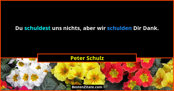 Du schuldest uns nichts, aber wir schulden Dir Dank.... - Peter Schulz