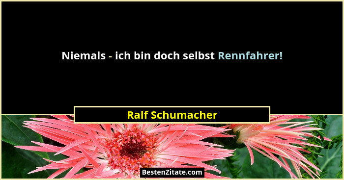 Niemals - ich bin doch selbst Rennfahrer!... - Ralf Schumacher