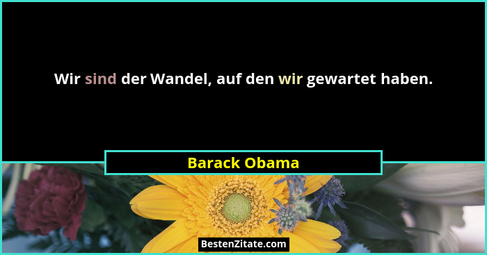 Wir sind der Wandel, auf den wir gewartet haben.... - Barack Obama