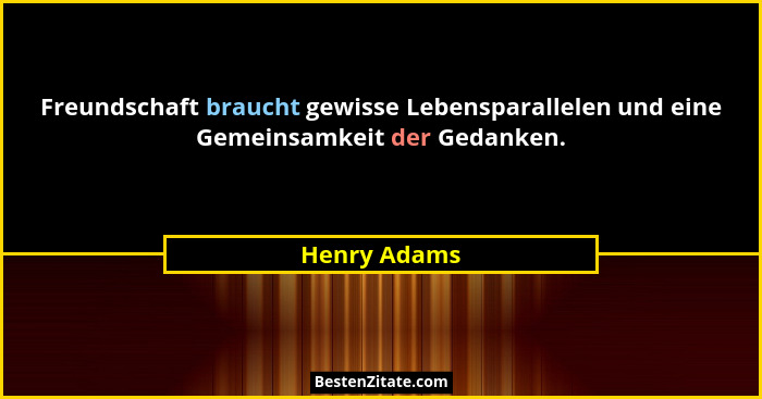 Freundschaft braucht gewisse Lebensparallelen und eine Gemeinsamkeit der Gedanken.... - Henry Adams