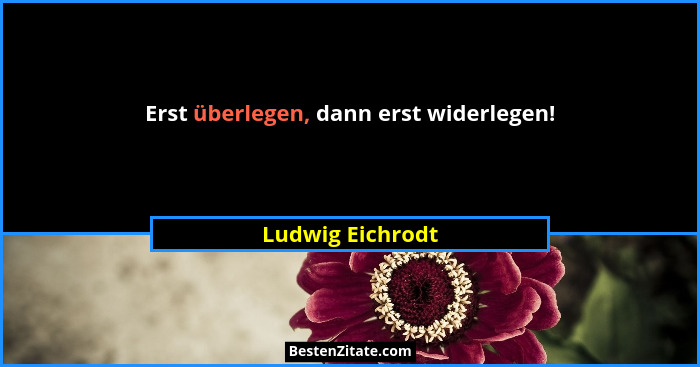 Erst überlegen, dann erst widerlegen!... - Ludwig Eichrodt