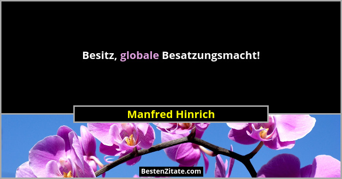Besitz, globale Besatzungsmacht!... - Manfred Hinrich