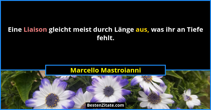 Eine Liaison gleicht meist durch Länge aus, was ihr an Tiefe fehlt.... - Marcello Mastroianni