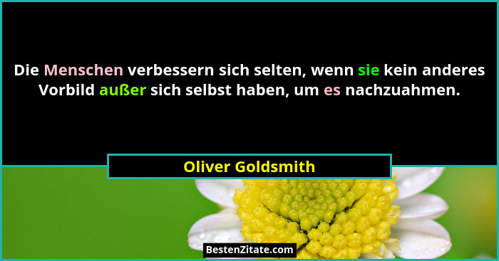 Die Menschen verbessern sich selten, wenn sie kein anderes Vorbild außer sich selbst haben, um es nachzuahmen.... - Oliver Goldsmith