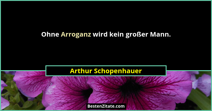 Ohne Arroganz wird kein großer Mann.... - Arthur Schopenhauer