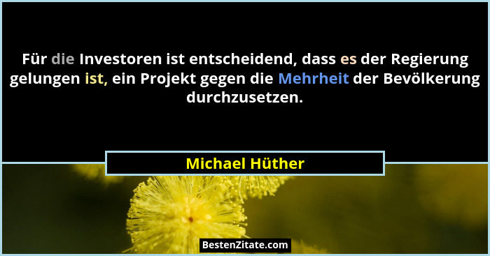 Für die Investoren ist entscheidend, dass es der Regierung gelungen ist, ein Projekt gegen die Mehrheit der Bevölkerung durchzusetzen... - Michael Hüther