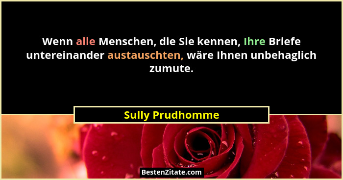 Wenn alle Menschen, die Sie kennen, Ihre Briefe untereinander austauschten, wäre Ihnen unbehaglich zumute.... - Sully Prudhomme