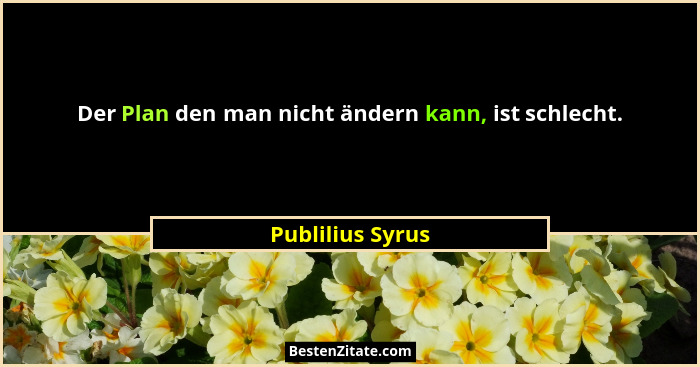 Der Plan den man nicht ändern kann, ist schlecht.... - Publilius Syrus
