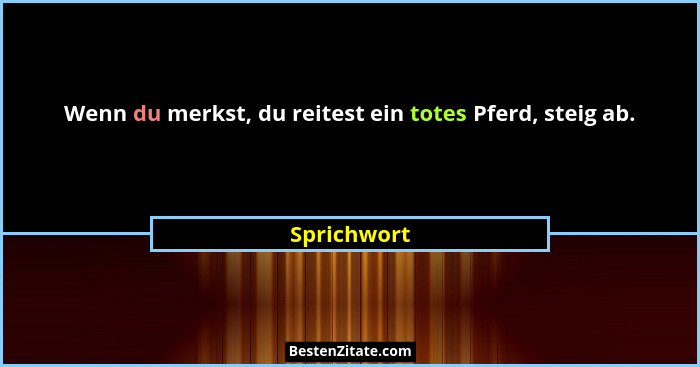 Wenn du merkst, du reitest ein totes Pferd, steig ab.... - Sprichwort