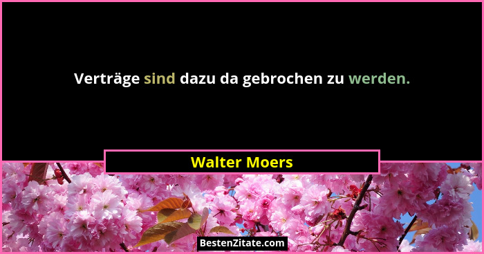 Verträge sind dazu da gebrochen zu werden.... - Walter Moers